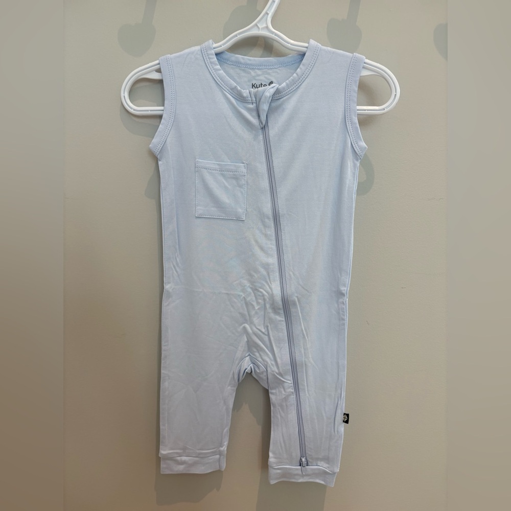 Kyte BABY Light Blue Zippered Sleeveless Romper